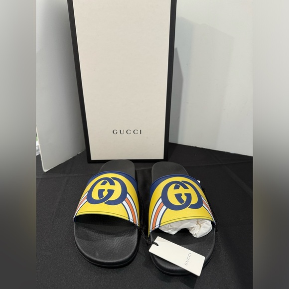 Gucci mens rubber GG sandals size 8 & 7 NEW - Picture 1 of 7